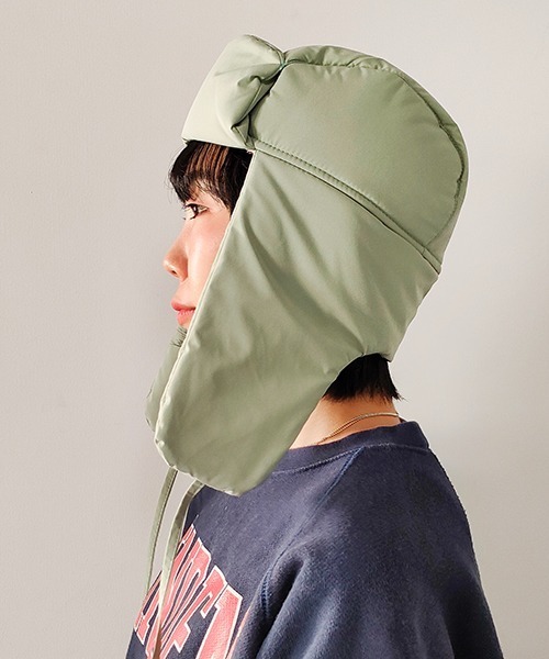 CONTROL FREAK（コントロールフリーク）の「CONTROL FREAK(コントロールフリーク)ダウン風フライトキャップ（キャップ・レディース・グリーン/アイボリー/ブラック・FREE）」の5枚目の写真