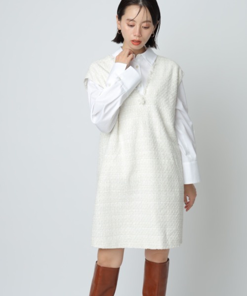 CADUNE（カデュネ）の「袖スリットシャツ（シャツ/ブラウス・レディース・ホワイト/ライトブルー・36/38）」の5枚目の写真