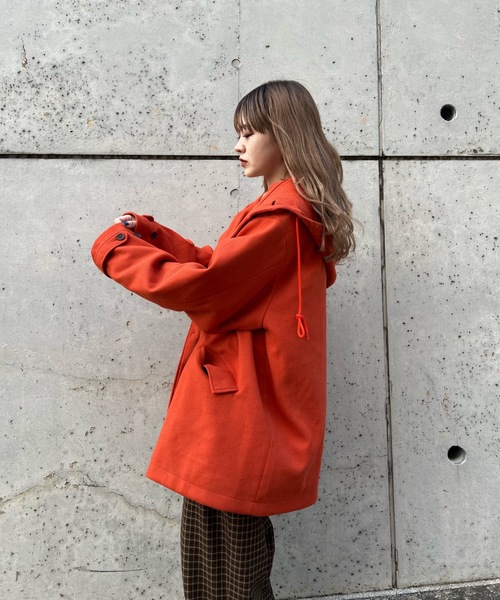 shesame(シーセム)の「フェイクウールフードコート(その他アウター・レディース・ダークブラウン/オレンジ/杢グレー・MEDIUM/LARGE)」の15枚目の写真