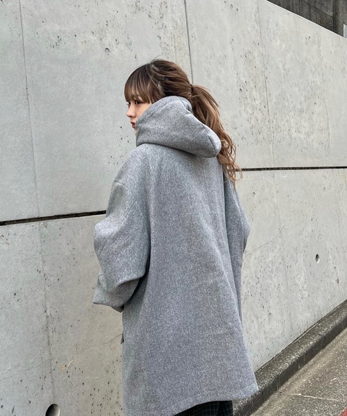 shesame(シーセム)の「フェイクウールフードコート(その他アウター・レディース・ダークブラウン/オレンジ/杢グレー・MEDIUM/LARGE)」の12枚目の写真