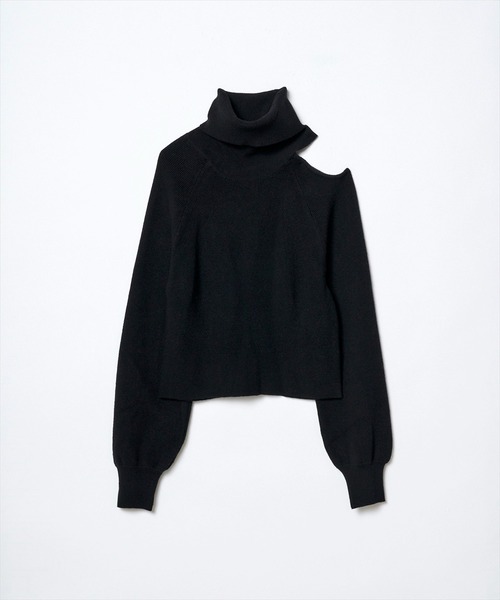 REDYAZEL（レディアゼル）の「肩あきアシメタートルニット（ニット/セーター・レディース・ラベンダー/ブラック/オフホワイト・FREE）」の13枚目の写真