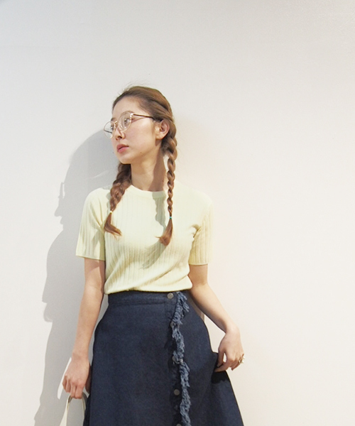 merry jenny（メリージェニー）の「ﾘﾌﾞｽﾀﾝﾄﾞﾈｯｸﾆｯﾄ（ニット/セーター・レディース・アイボリー/ネイビー/ライトブルー/イエロー・FREE）」の4枚目の写真