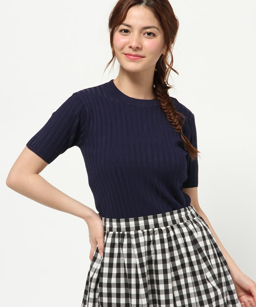 merry jenny（メリージェニー）の「ﾘﾌﾞｽﾀﾝﾄﾞﾈｯｸﾆｯﾄ（ニット/セーター・レディース・アイボリー/ネイビー/ライトブルー/イエロー・FREE）」の3枚目の写真