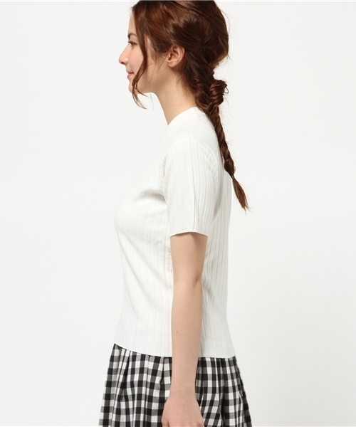 merry jenny（メリージェニー）の「ﾘﾌﾞｽﾀﾝﾄﾞﾈｯｸﾆｯﾄ（ニット/セーター・レディース・アイボリー/ネイビー/ライトブルー/イエロー・FREE）」の6枚目の写真