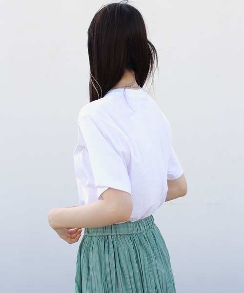 DANTON（ダントン）の「DANTON/ダントン　インナーTEEシャツ　T/C INNER TEE DT-C0195 CVT（Tシャツ/カットソー・レディース・ブラック/ホワイト/レッド/ピンクベージュ/ネイビー/グレー/ミント/ピンク/グレイッシュベージュ/ダークベージュ・M/S）」の19枚目の写真