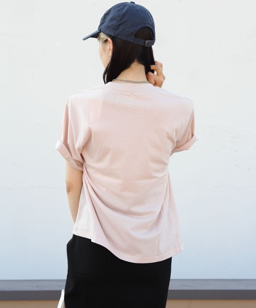 DANTON（ダントン）の「DANTON/ダントン　インナーTEEシャツ　T/C INNER TEE DT-C0195 CVT（Tシャツ/カットソー・レディース・ブラック/ホワイト/レッド/ピンクベージュ/ネイビー/グレー/ミント/ピンク/グレイッシュベージュ/ダークベージュ・M/S）」の12枚目の写真