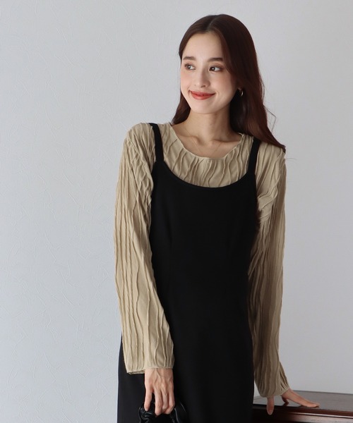 BLUEEAST（ブルーイースト）の「ニュアンスウェーブシアーカットソー（Tシャツ/カットソー・レディース・ブラック/ベージュ/オフホワイト・MEDIUM）」の19枚目の写真