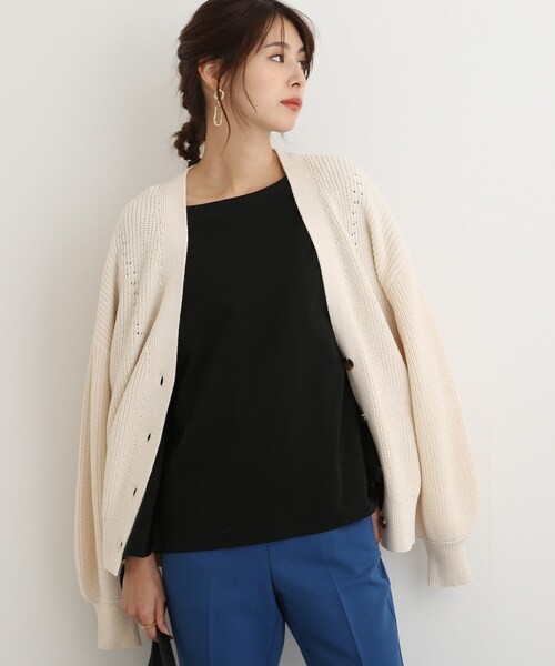 SHOO・LA・RUE（シューラルー）の「◆季節の変わり目に活躍！【洗える】畦編みVネックカーディガン（カーディガン/ボレロ・レディース・アイボリー/ライトベージュ/チャコールグレー/ライトグリーン/ブルー/ピンク系・00）」の22枚目の写真