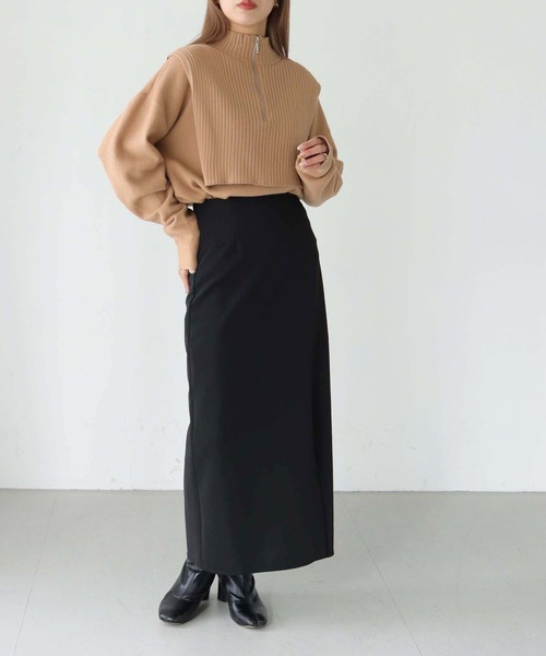 HER CLOSET(ハークローゼット)の「【shemoshelly】ハーフZIPレイヤードニット(ニット/セーター・レディース・チャコールグレー/ブラック/ベージュ/グリーン/アイボリー・M)」の20枚目の写真