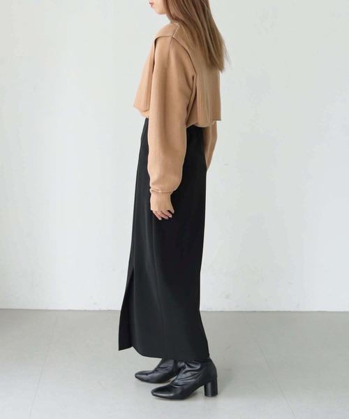 HER CLOSET(ハークローゼット)の「【shemoshelly】ハーフZIPレイヤードニット(ニット/セーター・レディース・チャコールグレー/ブラック/ベージュ/グリーン/アイボリー・M)」の9枚目の写真