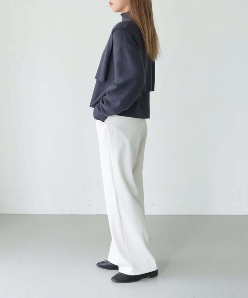 HER CLOSET(ハークローゼット)の「【shemoshelly】ハーフZIPレイヤードニット(ニット/セーター・レディース・チャコールグレー/ブラック/ベージュ/グリーン/アイボリー・M)」の14枚目の写真