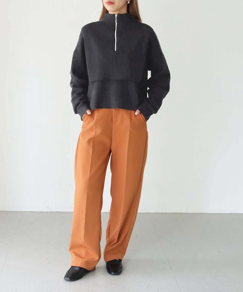HER CLOSET(ハークローゼット)の「【shemoshelly】ハーフZIPレイヤードニット(ニット/セーター・レディース・チャコールグレー/ブラック/ベージュ/グリーン/アイボリー・M)」の7枚目の写真