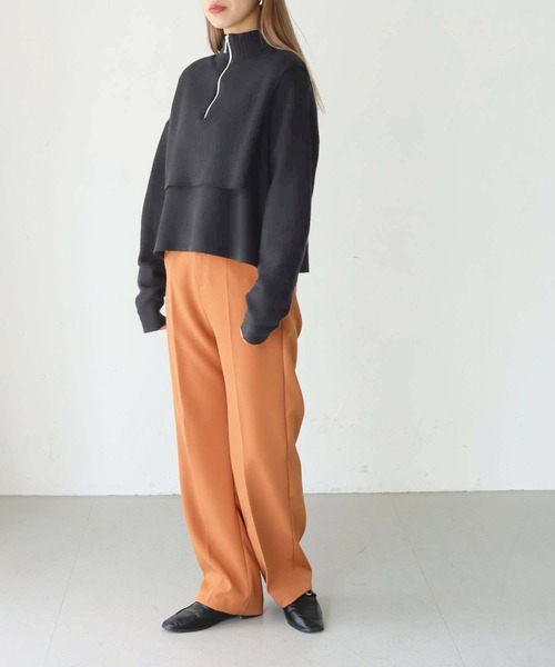 HER CLOSET(ハークローゼット)の「【shemoshelly】ハーフZIPレイヤードニット(ニット/セーター・レディース・チャコールグレー/ブラック/ベージュ/グリーン/アイボリー・M)」の13枚目の写真