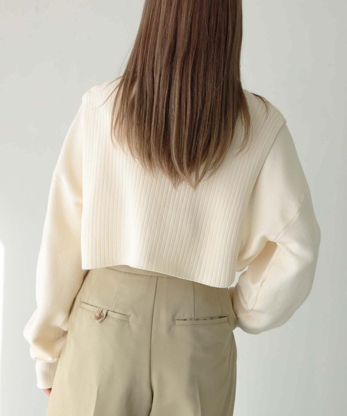 HER CLOSET(ハークローゼット)の「【shemoshelly】ハーフZIPレイヤードニット(ニット/セーター・レディース・チャコールグレー/ブラック/ベージュ/グリーン/アイボリー・M)」の17枚目の写真