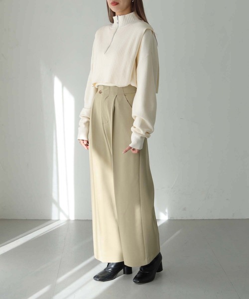 HER CLOSET(ハークローゼット)の「【shemoshelly】ハーフZIPレイヤードニット(ニット/セーター・レディース・チャコールグレー/ブラック/ベージュ/グリーン/アイボリー・M)」の12枚目の写真