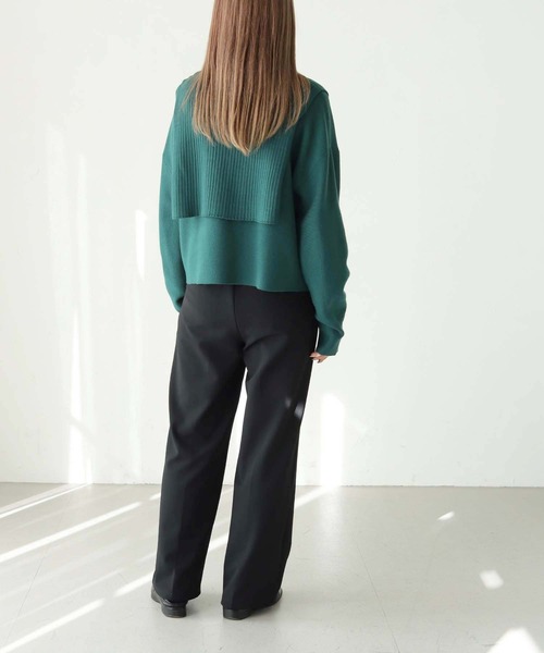 HER CLOSET(ハークローゼット)の「【shemoshelly】ハーフZIPレイヤードニット(ニット/セーター・レディース・チャコールグレー/ブラック/ベージュ/グリーン/アイボリー・M)」の16枚目の写真