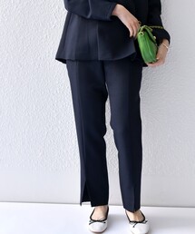 SHIPS any（シップス エニィ）の「SHIPS any:〈洗濯機可能〉ダブルクロス スリット パンツ［NAVY BLUE］◇（その他パンツ）」
