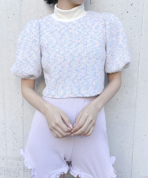 lilLilly（リルリリー）の「マルチドットニットトップス（ニット/セーター・レディース・ブルー/マルチ・FREE）」の12枚目の写真