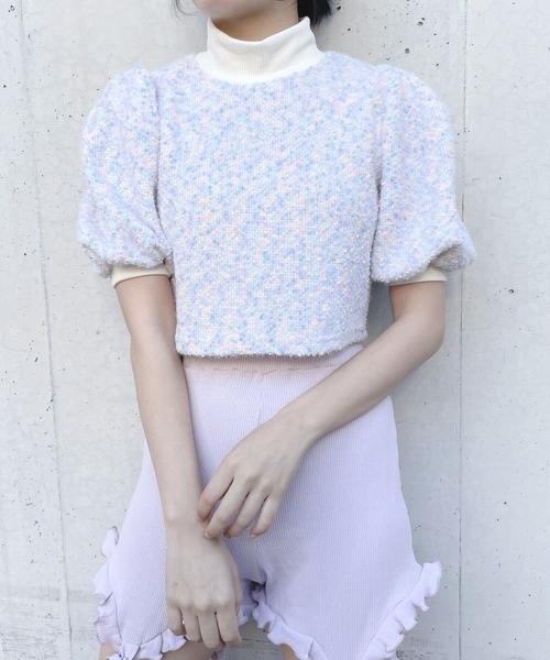 lilLilly（リルリリー）の「マルチドットニットトップス（ニット/セーター・レディース・ブルー/マルチ・FREE）」の11枚目の写真