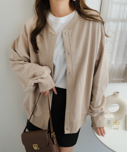 andme（アンドミー）の「【新色追加】スウェット2wayカーディガントップス（スウェット・レディース・オートミール/ホワイト/ライトベージュ/ブラック/ブルー/ブラウン/ライトブルー/イエロー/ライトピンク/コーラルピンク/ネイビー/杢グレー・M/L）」の21枚目の写真