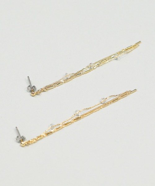 CARETTE(カレット)の「flow pearl チェーンピアス(ピアス(両耳用)・レディース・シルバー/ゴールド・FREE)」の5枚目の写真