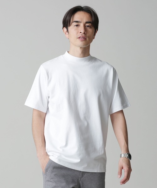 NANO universe（ナノユニバース）の「Anti Soaked 汗染み防止 モックネックTシャツ（Tシャツ/カットソー・メンズ・ブラック/ホワイト/ネイビー・S/M/L/XL）」の8枚目の写真