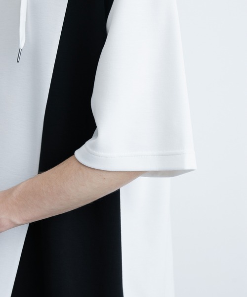 JUNRED（ジュンレッド）の「エアーシルケットカラーブロッキング半袖プルパーカー（パーカー・メンズ・ホワイト/ダークブラウン/ネイビー・LL/M/L）」の22枚目の写真