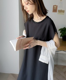 《JaVa ジャバコラボ》大人のラフ。フレンチスリーブシンプルワンピース