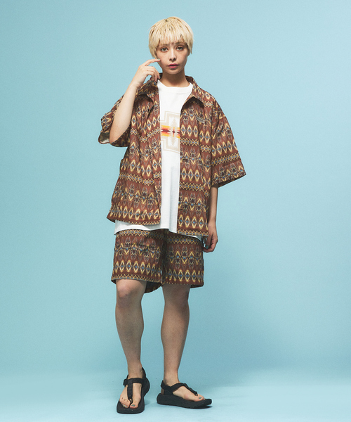 WILDERNESS EXPERIENCE（ウィルダネスエクスペリエンス）の「WILDERNESS EXPERIENCE / ウィルダネスエクスペリエンス  / Peacock pattern open collar shirt // オープンカラーシャツ　/ セットアップ（シャツ/ブラウス・メンズ・ブラック系その他/ブラウン系その他・M/L/XL）」の20枚目の写真