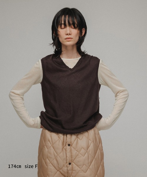 M TO R（ムウトアール）の「［TOPS］RIB SHEER TOP（Tシャツ/カットソー・レディース・ブラック/オフホワイト/オレンジ・FREE）」の12枚目の写真