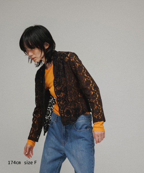 M TO R（ムウトアール）の「［TOPS］RIB SHEER TOP（Tシャツ/カットソー・レディース・ブラック/オフホワイト/オレンジ・FREE）」の5枚目の写真