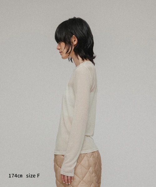 M TO R（ムウトアール）の「［TOPS］RIB SHEER TOP（Tシャツ/カットソー・レディース・ブラック/オフホワイト/オレンジ・FREE）」の9枚目の写真