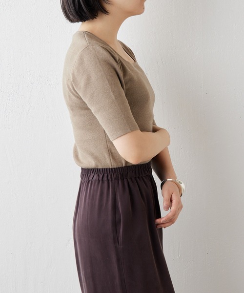 Whim Gazette（ウィムガゼット）の「ヘンプコンパクトプルオーバー（ニット/セーター・レディース・ベージュ/オフホワイト/ブラック・FREE）」の14枚目の写真