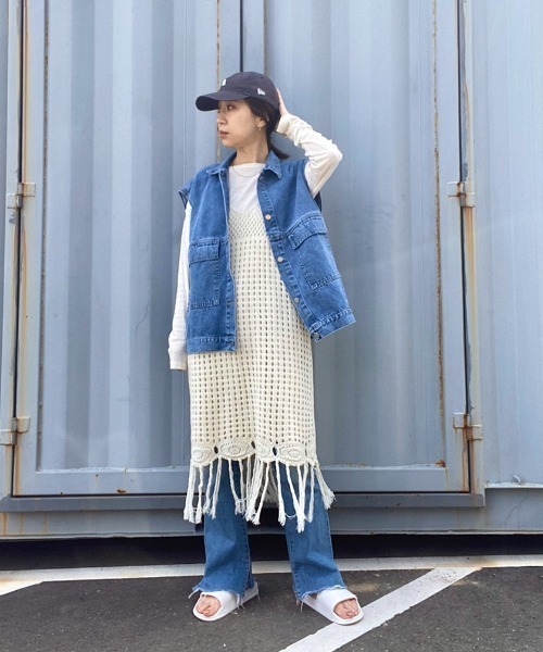 ISOOK(アイスー)の「Crochet camisole one-piece / クロシェキャミソールワンピース(kiharu select)(ワンピース・レディース・アイボリー・FREE)」の2枚目の写真