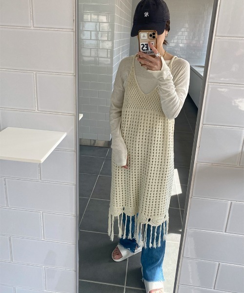 ISOOK(アイスー)の「Crochet camisole one-piece / クロシェキャミソールワンピース(kiharu select)(ワンピース・レディース・アイボリー・FREE)」の3枚目の写真