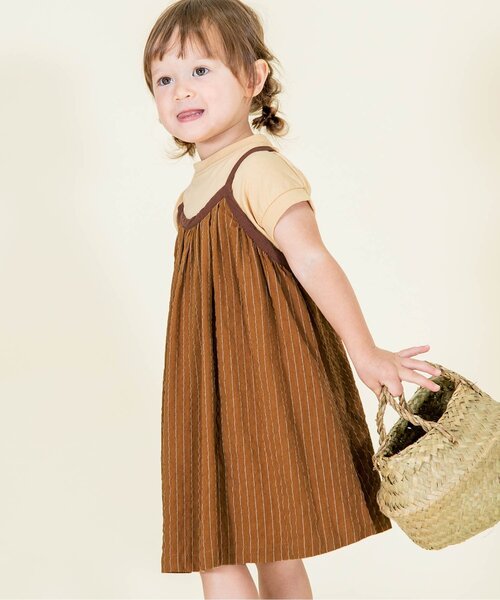Ampersand（アンパサンド）の「【premier】ストライプワンピースTシャツセット（ワンピース・キッズ・ブルー/ブラック/キャメル/アイボリー・130/100/90/140/110/80/120/70）」の4枚目の写真