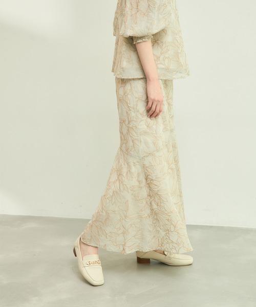 ROPE' PICNIC（ロペピクニック）の「【emur/エミュール】セットアップ対応/楊柳刺繍スカート（スカート・レディース・ブラック/オフホワイト・38）」の12枚目の写真