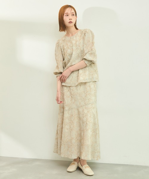 ROPE' PICNIC（ロペピクニック）の「【emur/エミュール】セットアップ対応/楊柳刺繍スカート（スカート・レディース・ブラック/オフホワイト・38）」の14枚目の写真