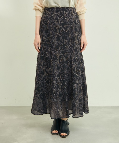 ROPE' PICNIC（ロペピクニック）の「【emur/エミュール】セットアップ対応/楊柳刺繍スカート（スカート・レディース・ブラック/オフホワイト・38）」の22枚目の写真