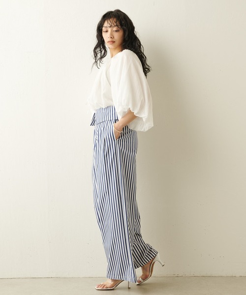 Whim Gazette(ウィムガゼット)の「タイプライターハイウエストパンツ(その他パンツ・レディース・ブルー/チャコールグレー/ベージュ・FREE)」の6枚目の写真