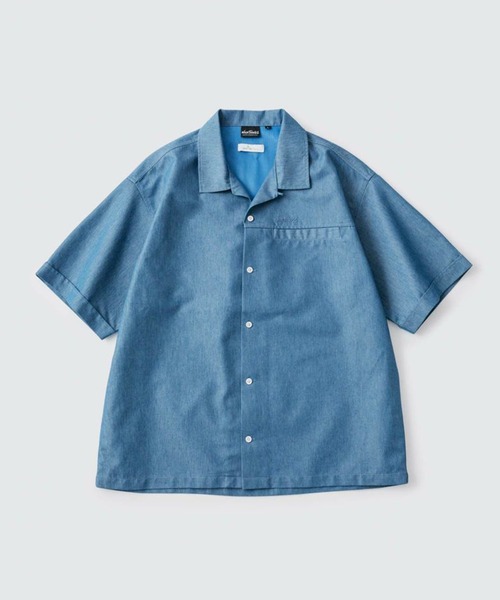 WILD THINGS（ワイルドシングス）の「WILD THINGS/ワイルドシングス NANOTEX DENIM S/S デニムシャツ（シャツ/ブラウス・メンズ・ワンウォッシュ/ライトブルー・M/L/XL/S）」の2枚目の写真