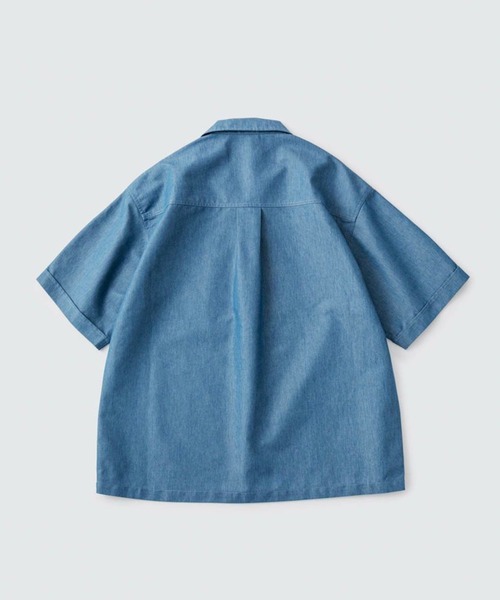 WILD THINGS（ワイルドシングス）の「WILD THINGS/ワイルドシングス NANOTEX DENIM S/S デニムシャツ（シャツ/ブラウス・メンズ・ワンウォッシュ/ライトブルー・M/L/XL/S）」の13枚目の写真