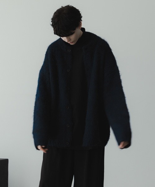 remer（リメール）の「loose wool blend shaggy over cardigan / ルーズウールブレンドシャギーオーバーカーディガン（カーディガン/ボレロ・メンズ・ブラック/ダークブルー・LARGE/SMALL/MEDIUM）」の3枚目の写真