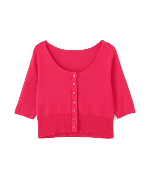 FREE'S MART（フリーズマート）の「◇ラウンドネック半袖カーディガン（カーディガン/ボレロ・レディース・レッド/ライム/ホワイト/ブラック・FREE）」の4枚目の写真