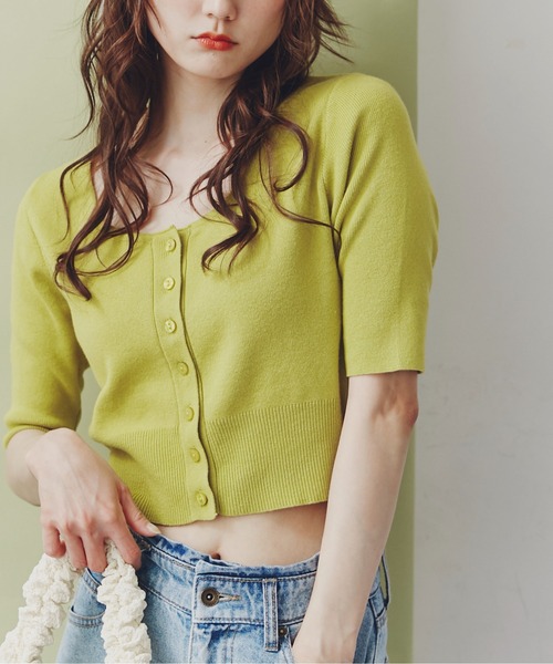 FREE'S MART（フリーズマート）の「◇ラウンドネック半袖カーディガン（カーディガン/ボレロ・レディース・レッド/ライム/ホワイト/ブラック・FREE）」の19枚目の写真