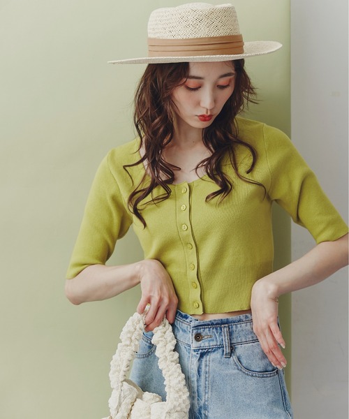 FREE'S MART（フリーズマート）の「◇ラウンドネック半袖カーディガン（カーディガン/ボレロ・レディース・レッド/ライム/ホワイト/ブラック・FREE）」の12枚目の写真