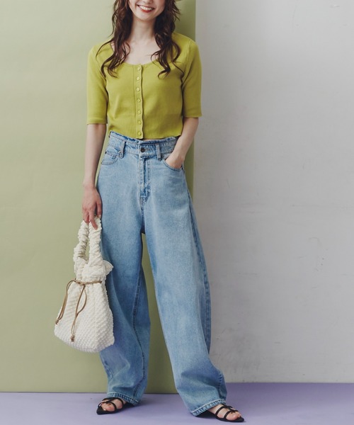 FREE'S MART（フリーズマート）の「◇ラウンドネック半袖カーディガン（カーディガン/ボレロ・レディース・レッド/ライム/ホワイト/ブラック・FREE）」の8枚目の写真