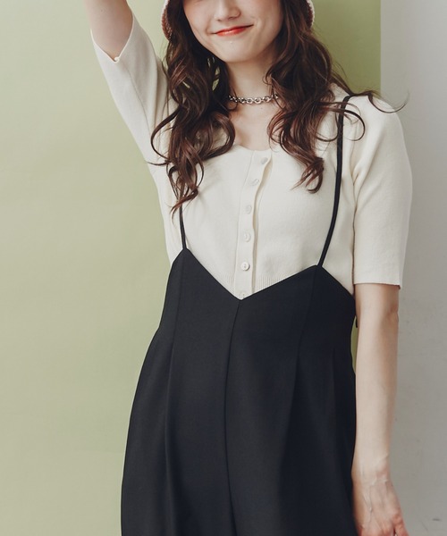 FREE'S MART（フリーズマート）の「◇ラウンドネック半袖カーディガン（カーディガン/ボレロ・レディース・レッド/ライム/ホワイト/ブラック・FREE）」の9枚目の写真