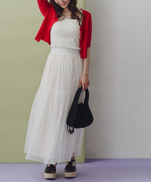 FREE'S MART（フリーズマート）の「◇ラウンドネック半袖カーディガン（カーディガン/ボレロ・レディース・レッド/ライム/ホワイト/ブラック・FREE）」の6枚目の写真