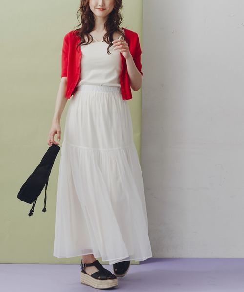 FREE'S MART（フリーズマート）の「◇ラウンドネック半袖カーディガン（カーディガン/ボレロ・レディース・レッド/ライム/ホワイト/ブラック・FREE）」の22枚目の写真